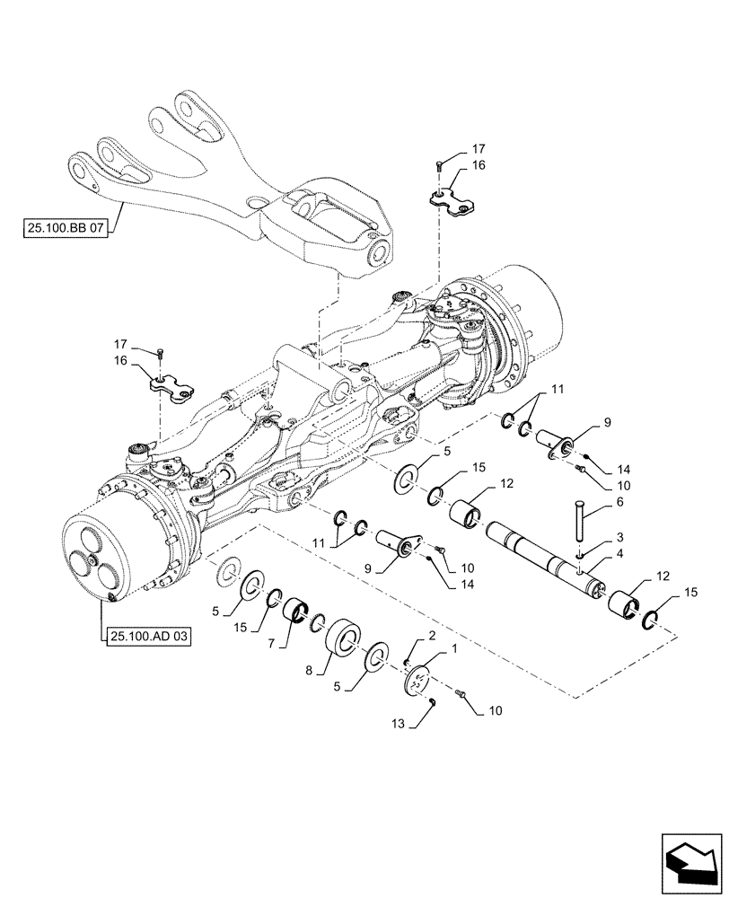 Схема запчастей Case IH MAGNUM 315 - (25.100.BB[08]) - VAR - 429199 CNH FRONT AXLE SUSPENSION, CLASS 5 (25) - FRONT AXLE SYSTEM