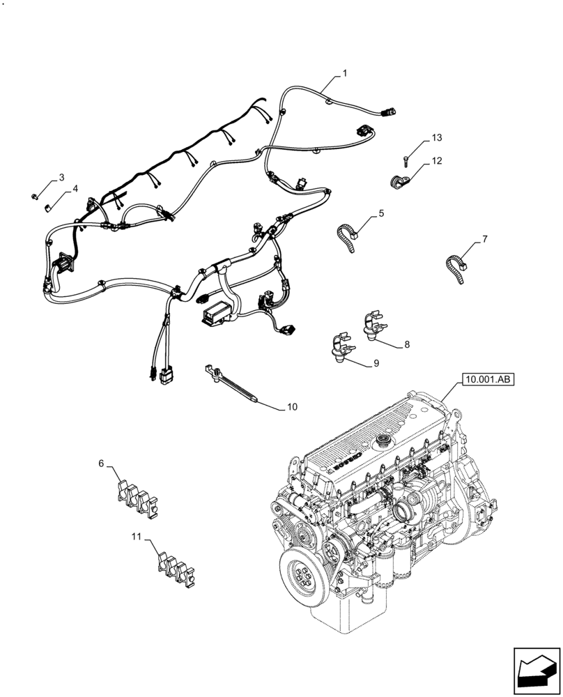 Схема запчастей Case IH F3HFE613 B003 - (55.010.AA) - INJECTION WIRE HARNESS (55) - ELECTRICAL SYSTEMS