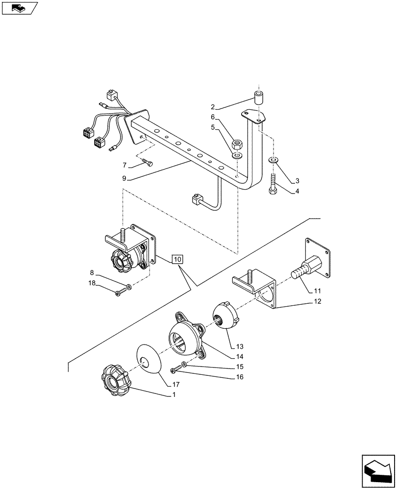 Схема запчастей Case IH PUMA 230 - (55.440.0405) - BRACKET MONITOR EQUIPMENT (VAR.743835) (55) - ELECTRICAL SYSTEMS