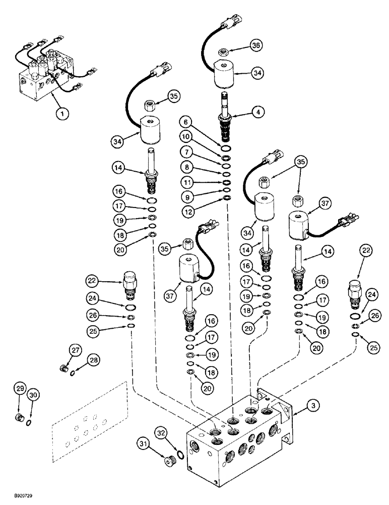 Схема запчастей Case IH 2022 - (8-32) - CLUTCH AND DRUM LIFT VALVE (07) - HYDRAULICS