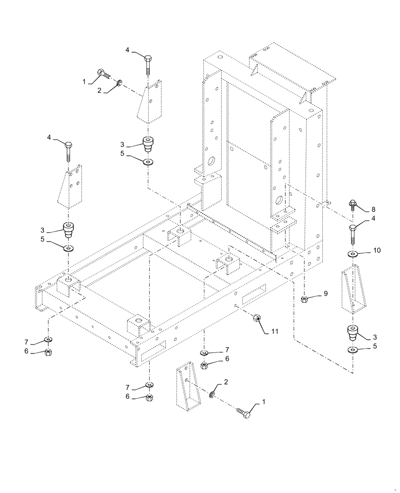 Схема запчастей Case IH RP65 - (10.001.AK) - FRAME, RADIATOR SUPPORT AND ENGINE MOUNTS (10) - ENGINE