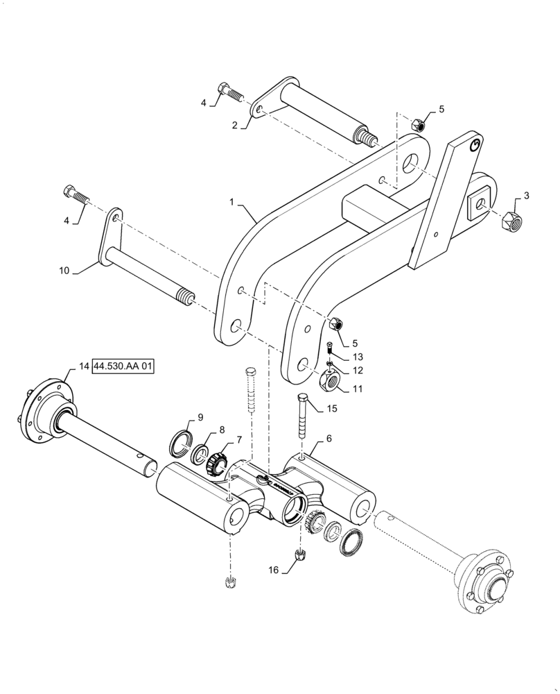 Схема запчастей Case IH TRUE-TANDEM 375 - (44.530.AC[01]) - RIGHT WING PEDISTAL AND TANDEM, 6 BOLT (44) - WHEELS