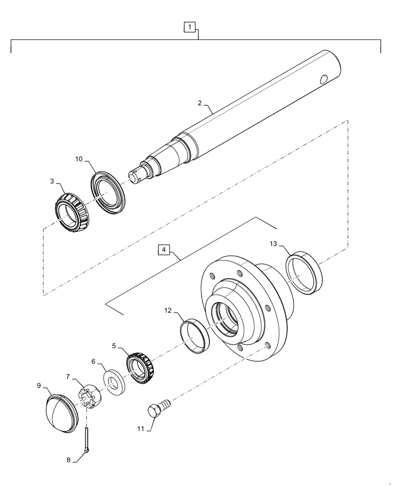 Схема запчастей Case IH TRUE-TANDEM 345 - (44.530.AA[01]) - HUB 6 BOLT WITH SPINDLE 783 (44) - WHEELS