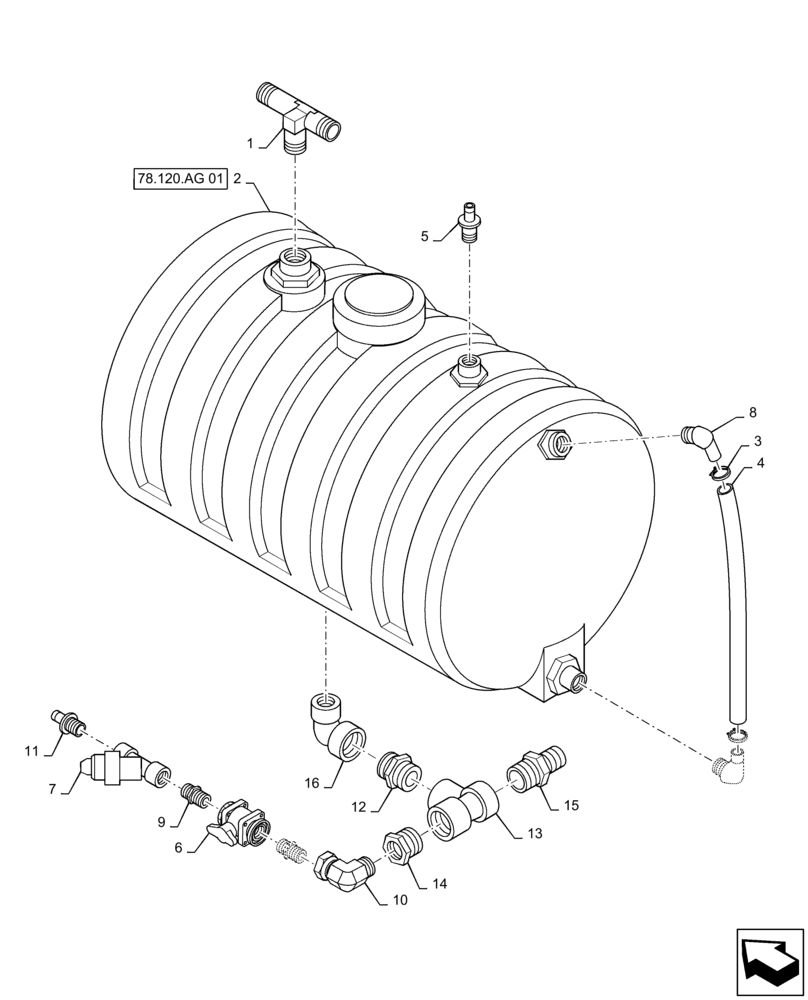 Схема запчастей Case IH PATRIOT 4440 - (78.110.AC[09]) - FOAM MARKER TANK PLUMBING GROUP (78) - SPRAYING