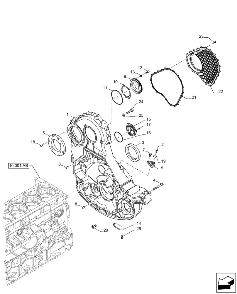 Схема запчастей Case IH F3HFE613 B003 - (10.102.AK) - ENGINE BLOCK COVER (10) - ENGINE