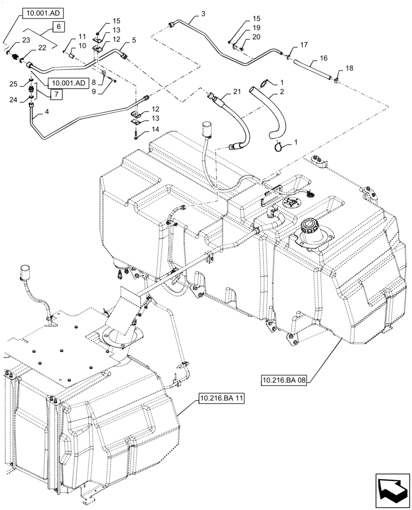 Схема запчастей Case IH 9240 - (10.216.BA [07]) - FUEL LINE (10) - ENGINE