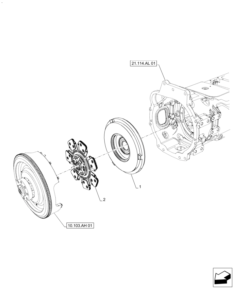 Схема запчастей Case IH FARMALL 140A - (18.112.AC[01]) - VAR - 390340 - FLYWHEEL, DAMPER, MECHANICAL REVERSE (18) - CLUTCH