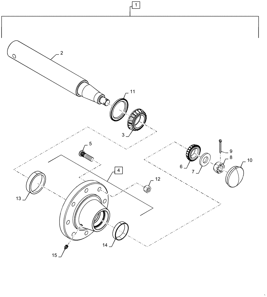 Схема запчастей Case IH TRUE-TANDEM 345 - (44.530.AA[02]) - HUB 8 BOLT WITH SPINDLE 60-8B (44) - WHEELS