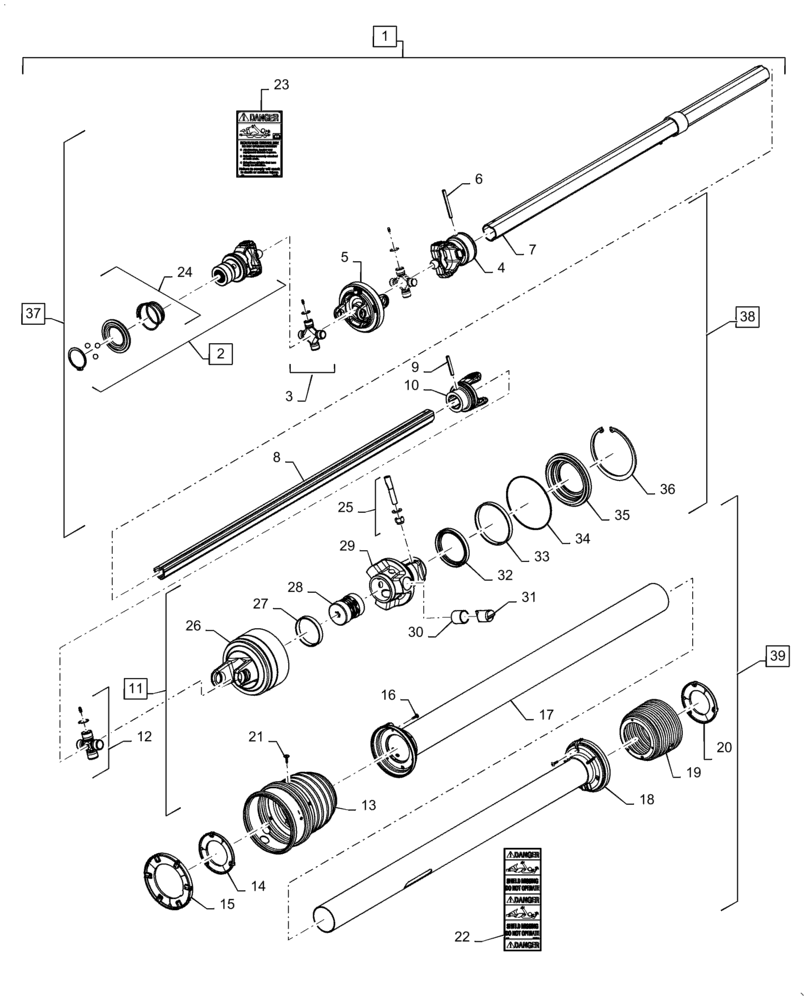 Схема запчастей Case IH RB455 - (31.201.AD[03]) - VAR - 726871 - PTO ASSY, HEAVY DUTY, 540 RPM, COC, 1900 NM (31) - IMPLEMENT POWER TAKE OFF