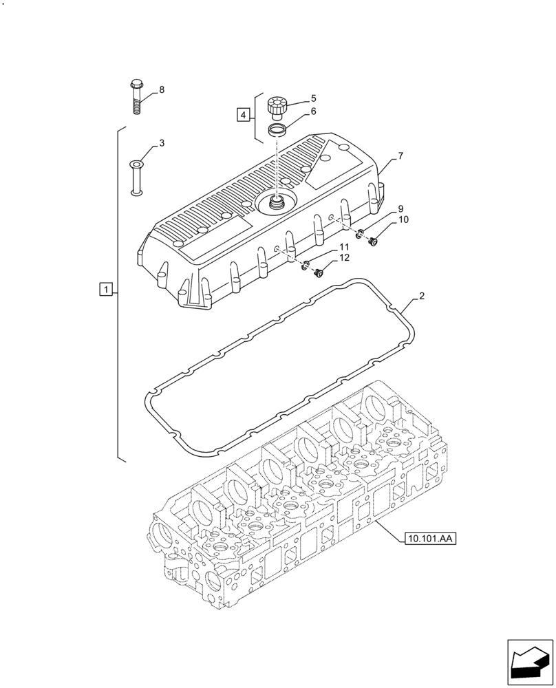 Схема запчастей Case IH F3HFE613 B003 - (10.101.AB) - VALVE COVER (10) - ENGINE