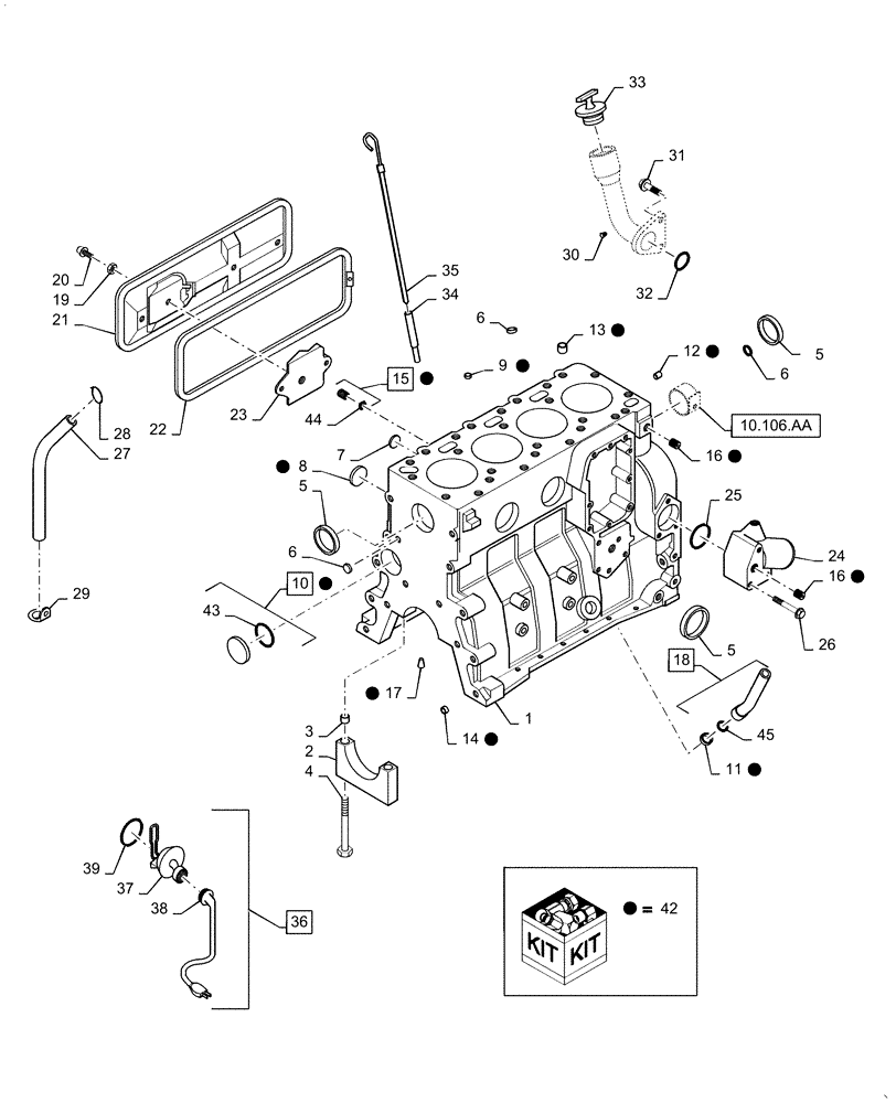 Схема запчастей Case IH RP85 - (10.001.AD[02]) - CYLINDER BLOCK & RELATED PARTS (10) - ENGINE