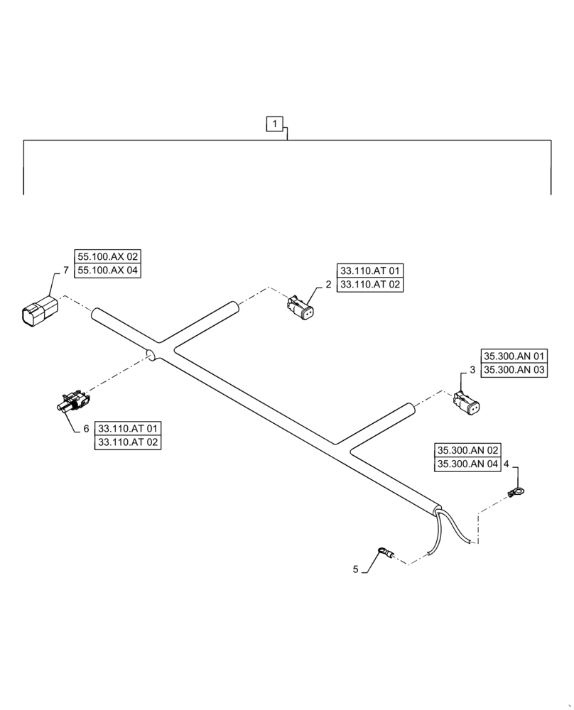 Схема запчастей Case IH STEIGER 620 - (55.036.AF[01]) - HYDRAULIC SYSTEM HARNESS, BSN ZFF308000 (55) - ELECTRICAL SYSTEMS