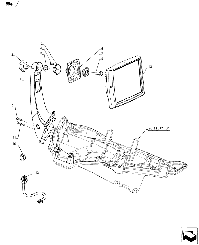 Схема запчастей Case IH PUMA 200 - (55.440.0501) - BRACKET MONITOR EQUIPMENT (VAR.743833) (55) - ELECTRICAL SYSTEMS