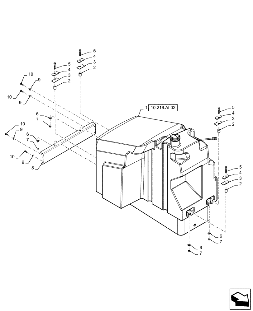 Схема запчастей Case IH PATRIOT 4440 - (10.216.AI[01]) - FUEL TANK MOUNTING (10) - ENGINE