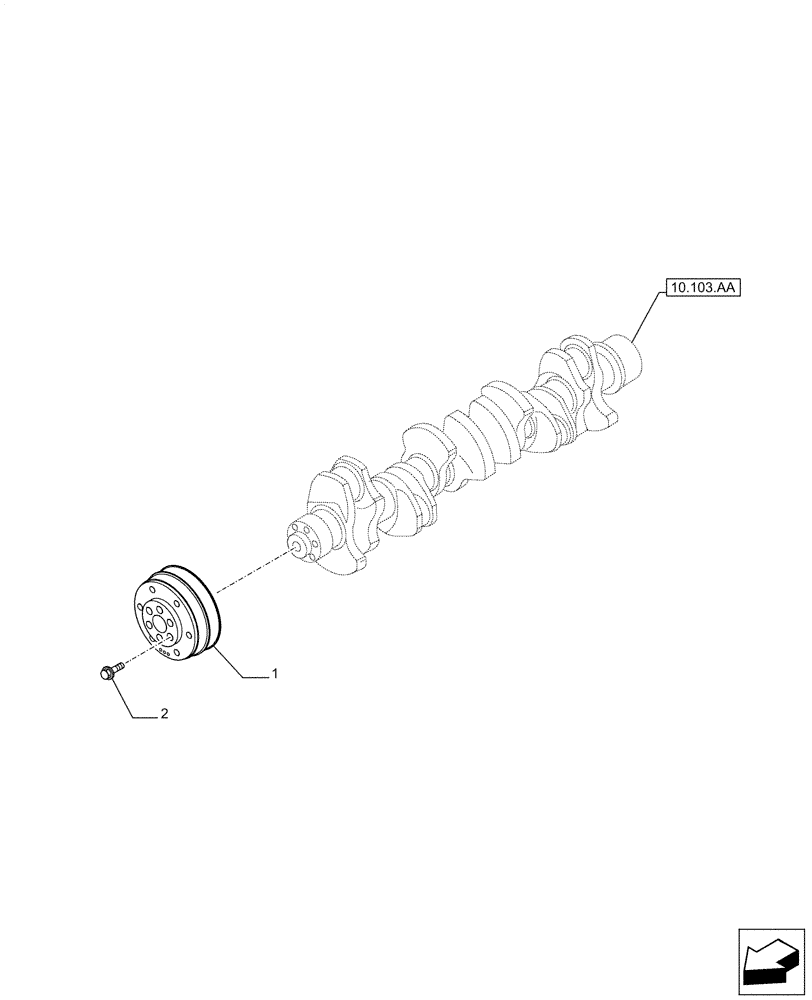 Схема запчастей Case IH F3HFE613 B003 - (10.103.AG) - CRANKSHAFT, PULLEY (10) - ENGINE