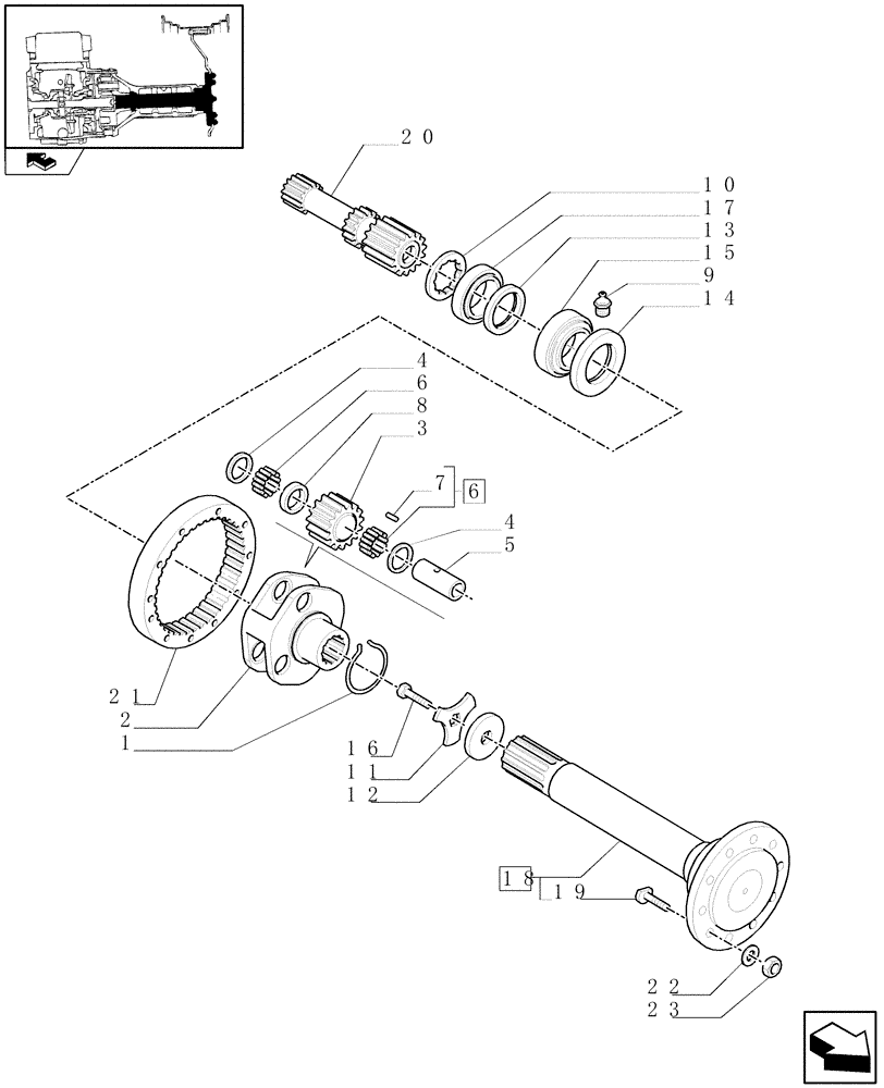 Схема запчастей Case IH PUMA 225 - (1.48.1/01) - FINAL DRIVE, GEARS AND SHAFTS (05) - REAR AXLE