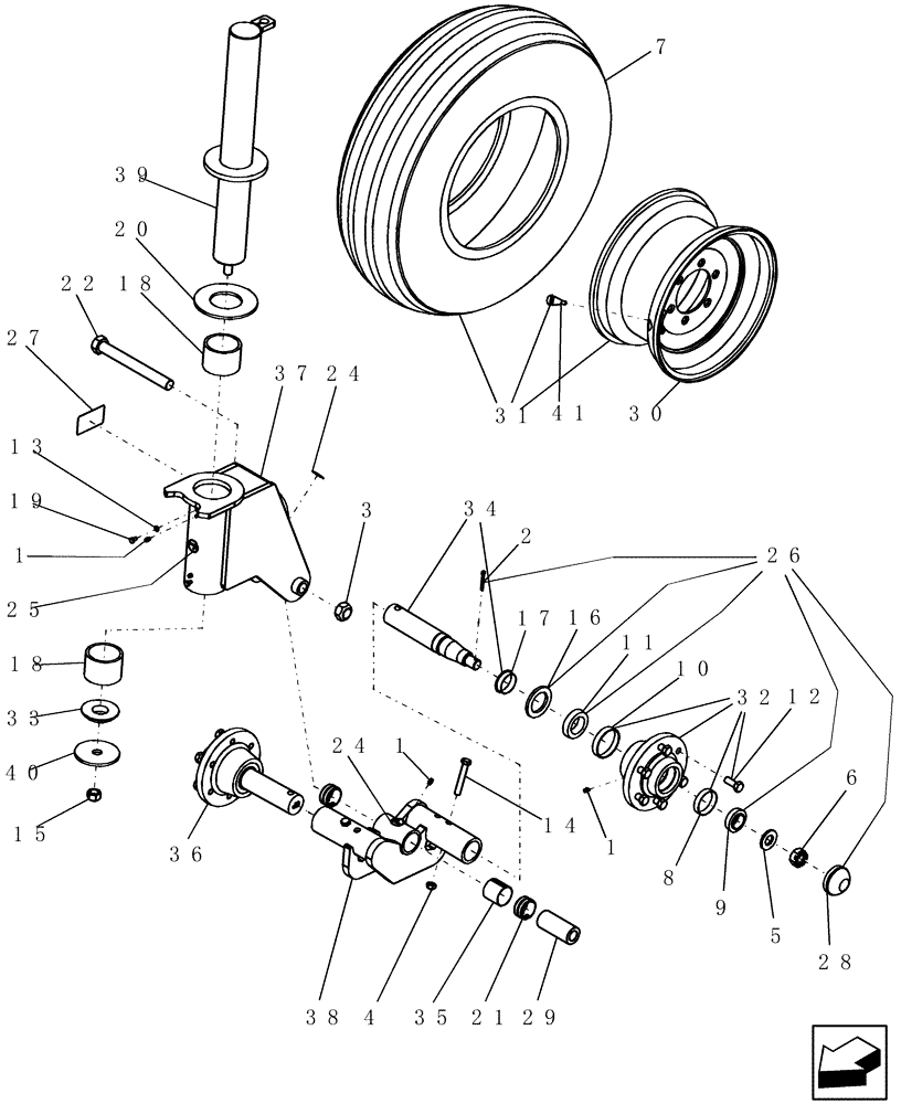 Схема запчастей Case IH 400 - (44.100.10) - WING DUAL CASTER ASSEMBLY - BOTTOM (44) - WHEELS