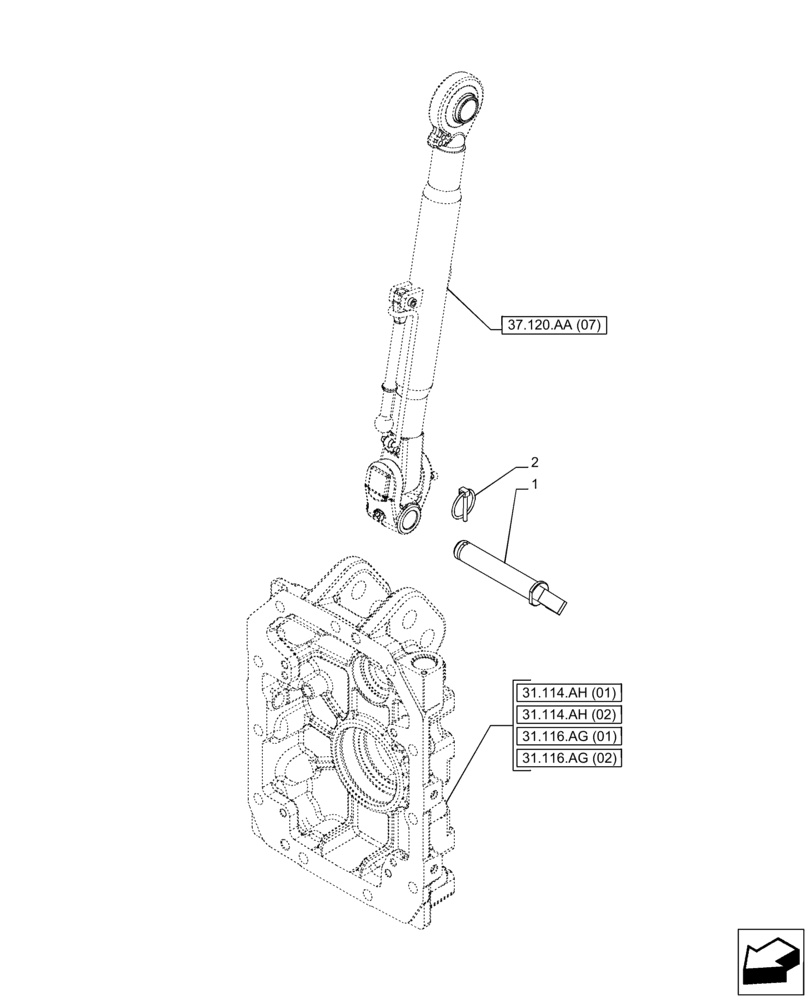 Схема запчастей Case IH PUMA 165 - (37.120.AA[08]) - VAR - 391139, 758023, 758024 - 3 HITCH POINT, TOP LINK, PIN (37) - HITCHES, DRAWBARS & IMPLEMENT COUPLINGS