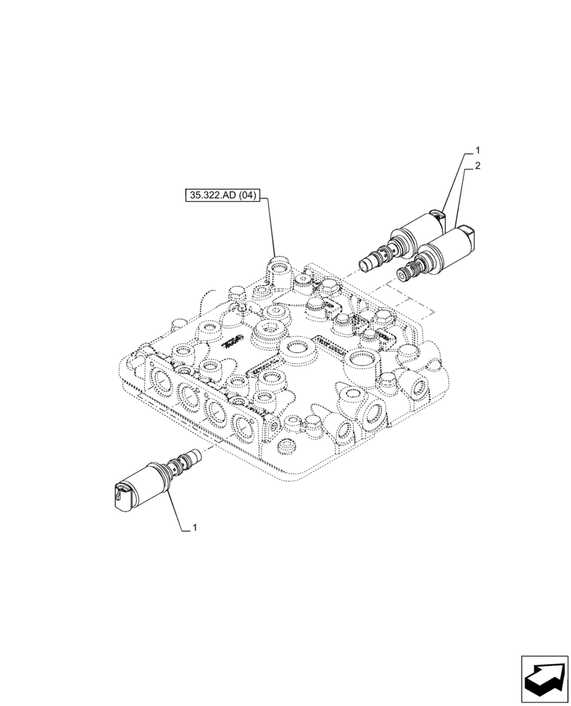 Схема запчастей Case IH PUMA 150 - (55.024.AH[05]) - VAR - 758016, 758017, 758018, 758019, 758020, 758021 - LOW PRESSURE, MANIFOLD, SOLENOID (55) - ELECTRICAL SYSTEMS