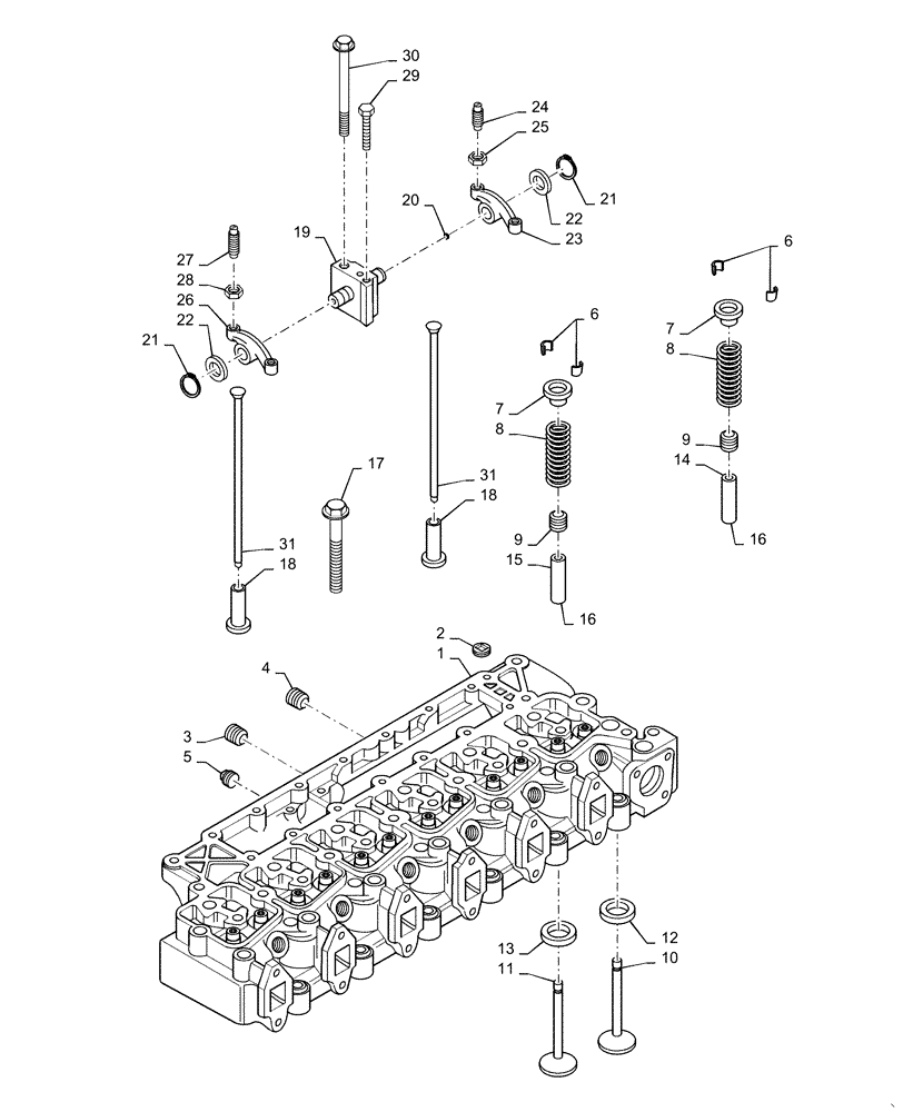 Схема запчастей Case IH RPZ125 - (10.101.AM) - CYLINDER HEAD & RELATED PARTS (10) - ENGINE