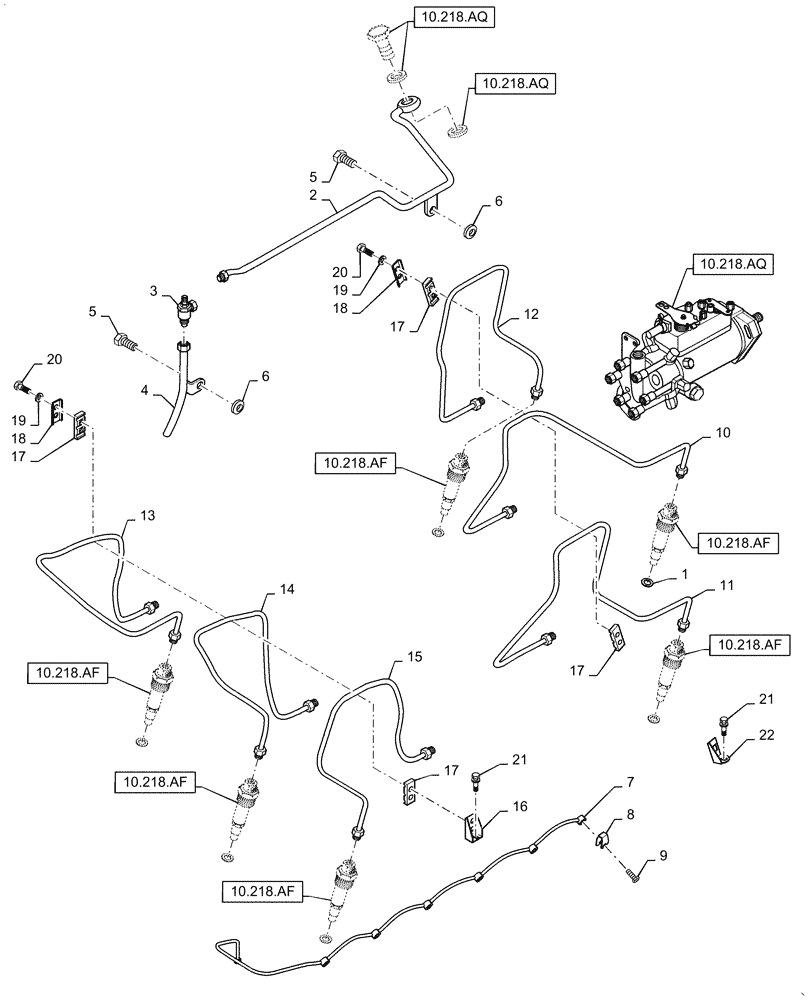 Схема запчастей Case IH RPZ125 - (10.218.AE) - FUEL INJECTOR, LINES (10) - ENGINE