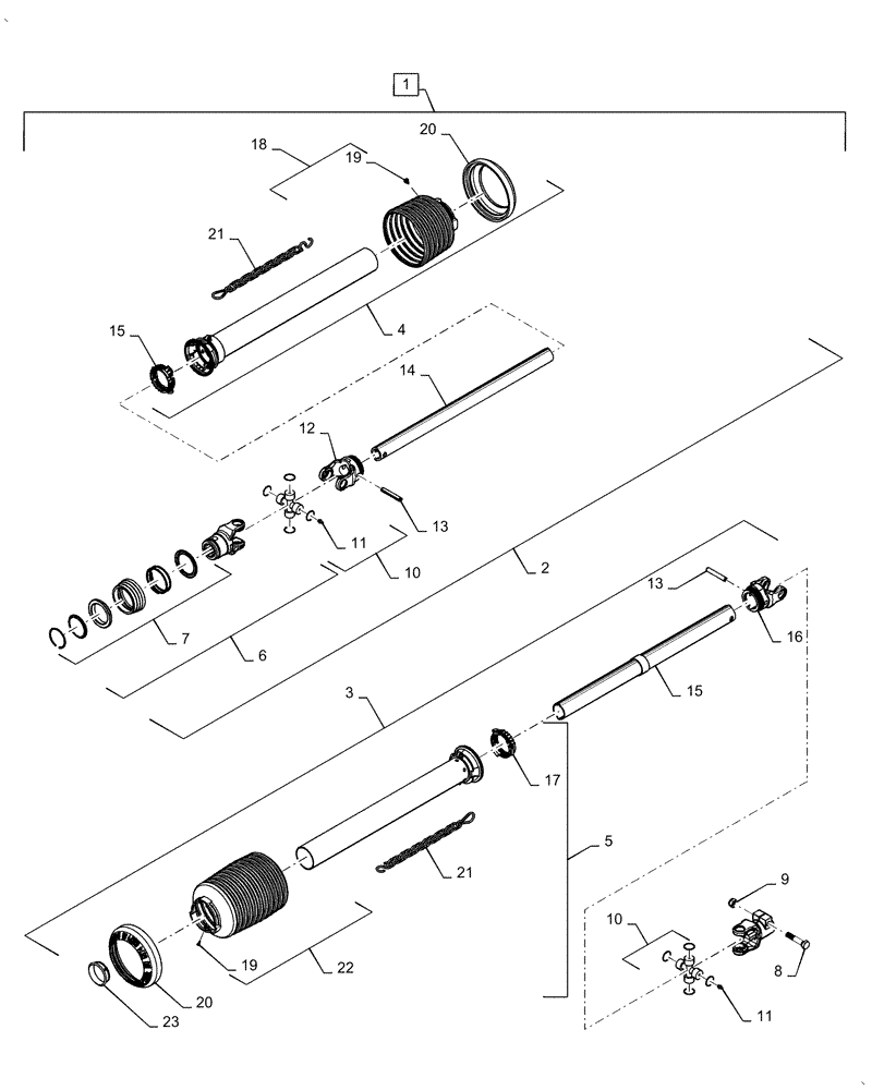 Схема запчастей Case IH 2060-20 - (58.100.AG) - PTO SHAFT, 20FT (58) - ATTACHMENTS/HEADERS