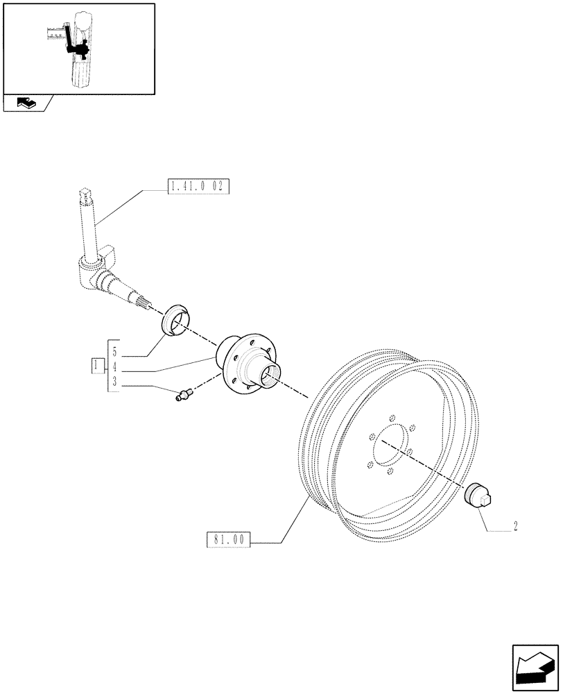 Схема запчастей Case IH FARMALL 70 - (1.41.0[03]) - 2WD FRONT AXLE - HUB (04) - FRONT AXLE & STEERING