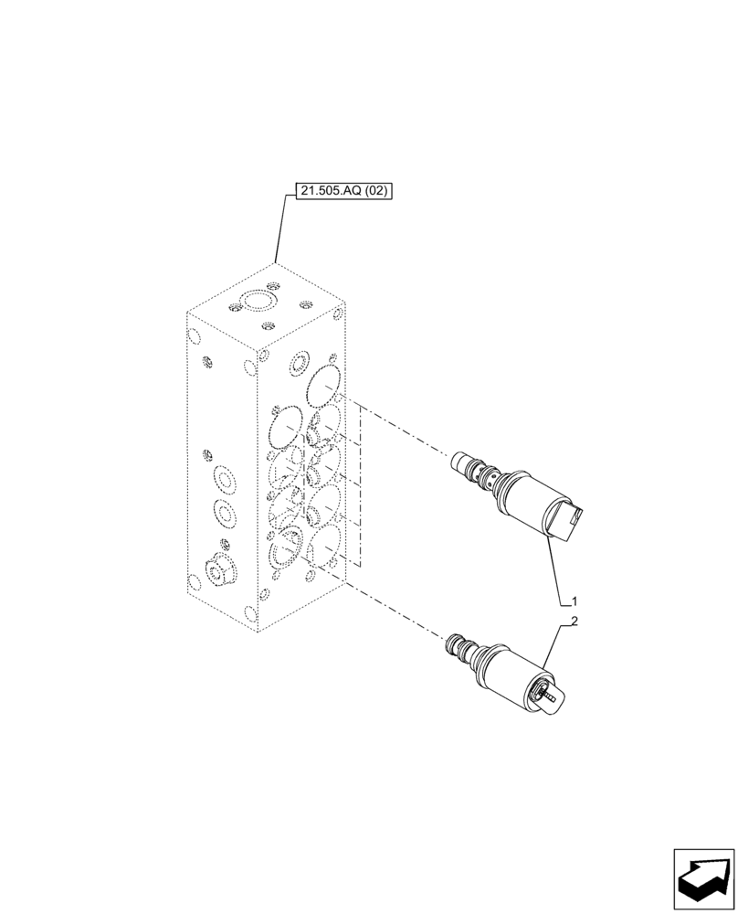 Схема запчастей Case IH PUMA 220 CVT - (55.024.AH[03]) - VAR - 391138, 758022 - TRANSMISSION CONTROL VALVE, SOLENOID (55) - ELECTRICAL SYSTEMS