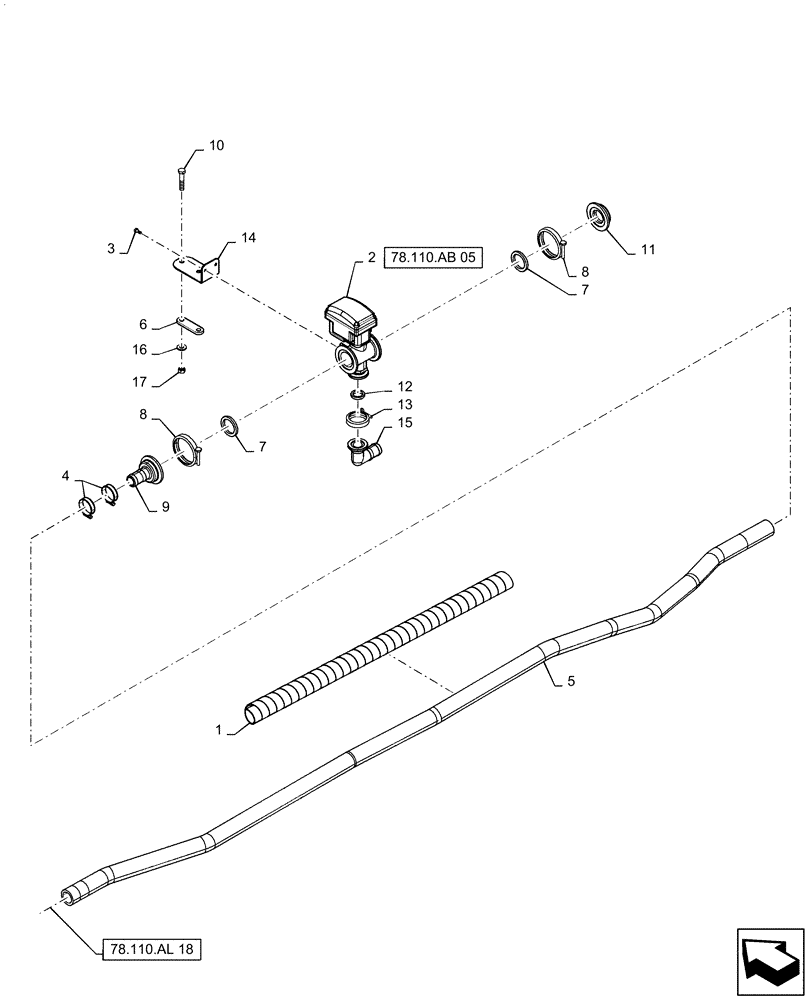 Схема запчастей Case IH PATRIOT 4440 - (78.110.AL[19]) - 120, 7 SECTION, RH OUTER BOOM PLUMBING, BSN YGT044001 (78) - SPRAYING