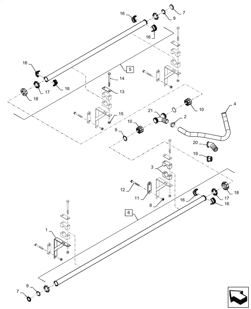 Схема запчастей Case IH PATRIOT 4440 - (78.110.AE[15]) - SPRAYBAR, 120, 7 SECTION, 20" SPACING, LH MID BOOM, BOLTED MOUNTS (78) - SPRAYING