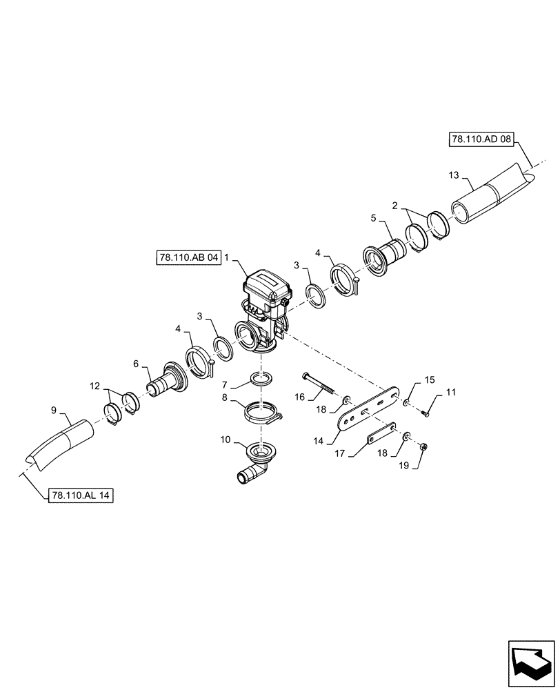 Схема запчастей Case IH PATRIOT 4440 - (78.110.AL[15]) - 120, 7 SECTION, LH INNER BOOM PLUMBING, BSN YGT044001 (78) - SPRAYING