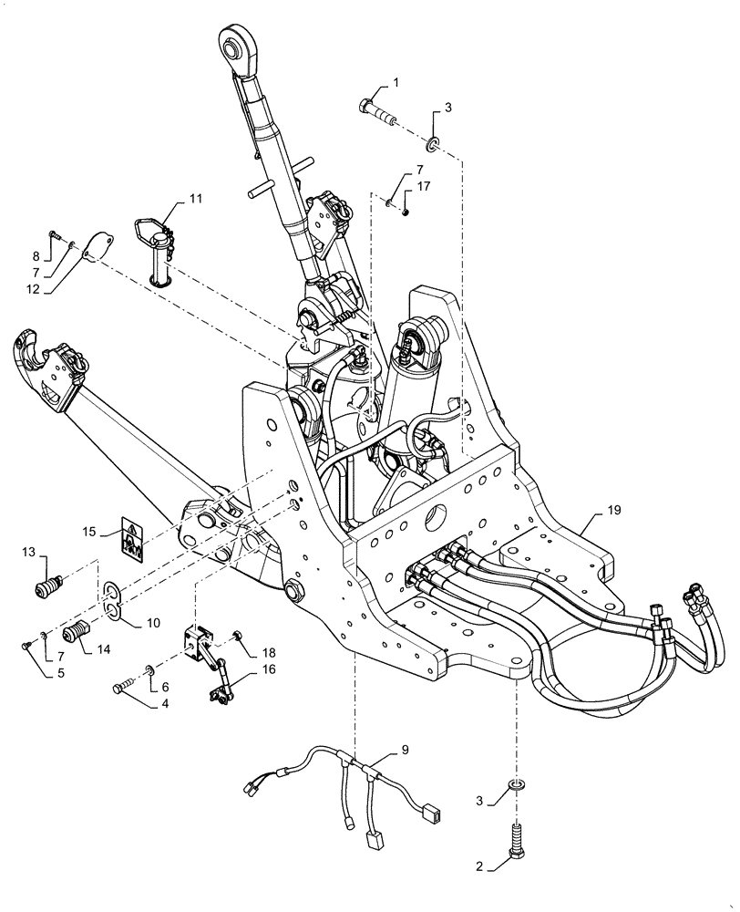 Схема запчастей Case IH MAGNUM 250 - (37.162.AF[01]) - VAR- 330813, 330847, 336831, 429355 - FRONT 3 POINT HITCH, 5T (37) - HITCHES, DRAWBARS & IMPLEMENT COUPLINGS