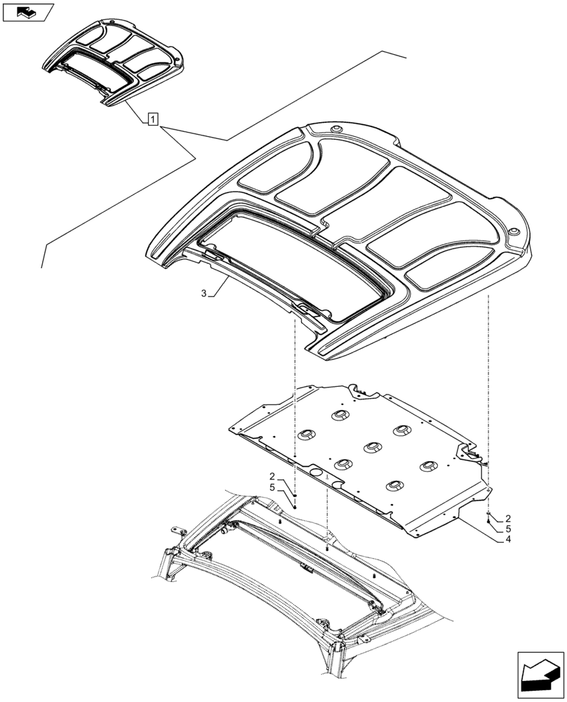 Схема запчастей Case IH FARMALL 75C - (90.152.0101[01A]) - CAB WITH HIGH VISIBILITY PANEL - ROOF (VAR.333606 / 743574; VAR.336606-339606) - BEGIN YR 10-OCT-2012 (90) - PLATFORM, CAB, BODYWORK AND DECALS