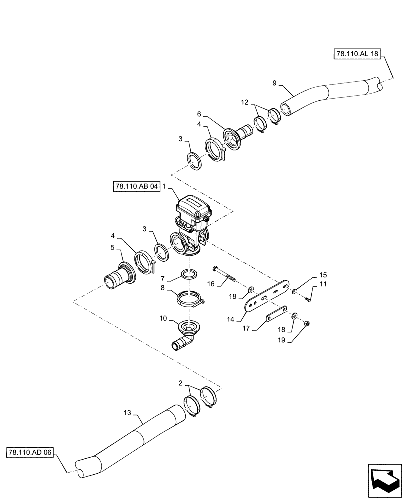 Схема запчастей Case IH PATRIOT 4440 - (78.110.AL[17]) - 120, 7 SECTION, RH INNER BOOM PLUMBING, BSN YGT044001 (78) - SPRAYING