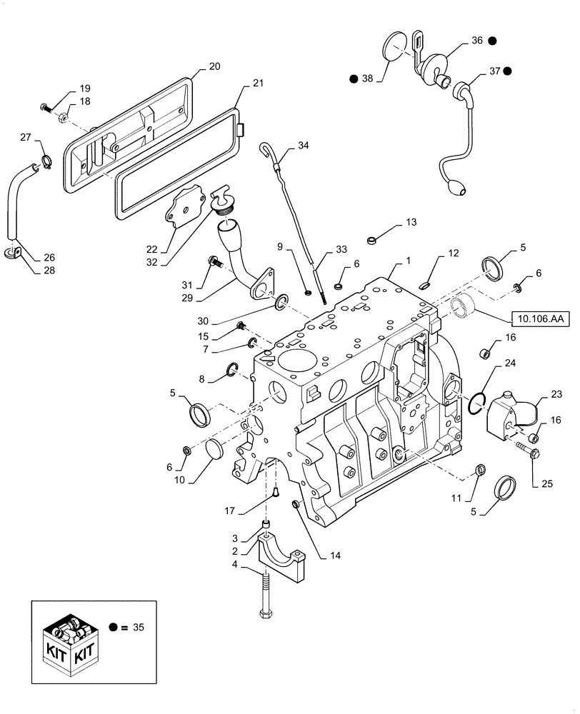 Схема запчастей Case IH RPZ65 - (10.001.AD[01]) - CYLINDER BLOCK & RELATED PARTS (10) - ENGINE