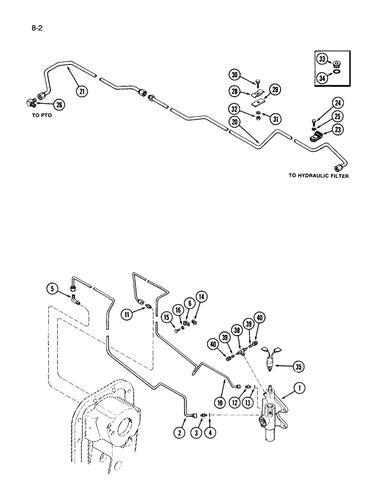 Схема запчастей Case IH 3394 - (8-02) - PTO HYDRAULICS (08) - HYDRAULICS