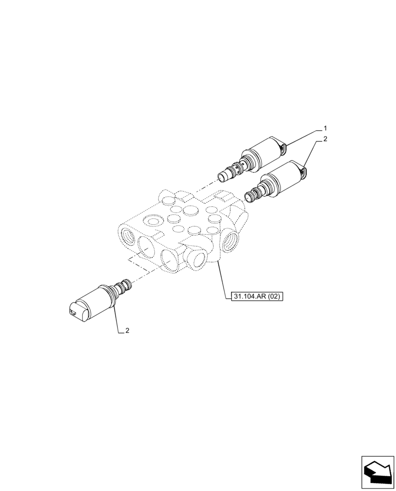 Схема запчастей Case IH PUMA 240 CVT - (55.049.AD[02]) - VAR - 337426, 337428, 391145, 758028, 758030, 758031, 758032 - PTO, CONTROL VALVE, SOLENOID (55) - ELECTRICAL SYSTEMS