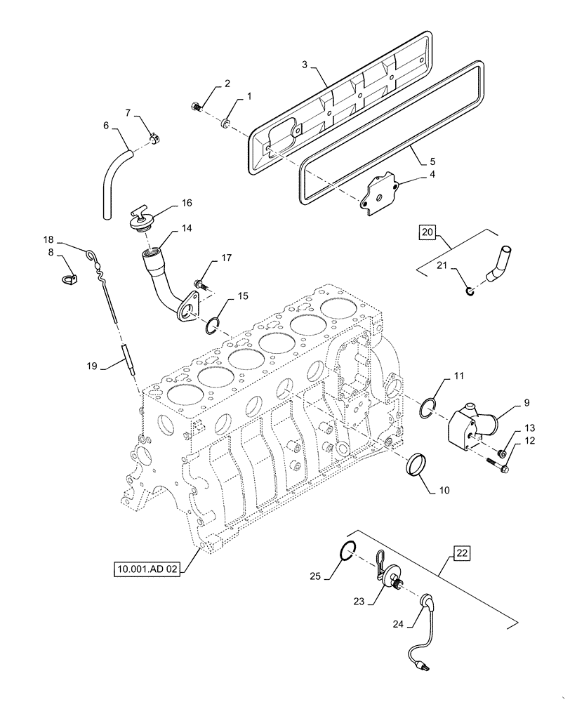 Схема запчастей Case IH RPZ145 - (10.001.AD[01]) - CYLINDER BLOCK & RELATED PARTS (10) - ENGINE