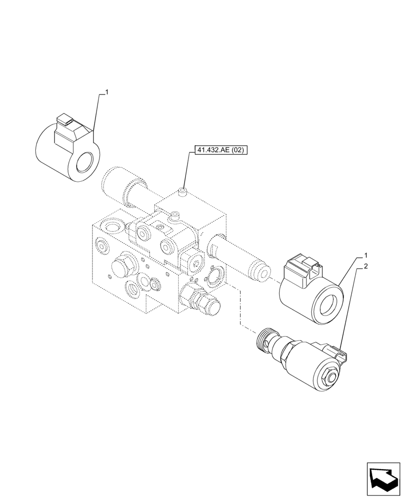 Схема запчастей Case IH PUMA 185 CVT - (55.047.AL[02]) - VAR - 337468, 337469, 758268, 758269, 758272, 758273, 758276, 758277 - STEERING VALVE, SOLENOID (55) - ELECTRICAL SYSTEMS