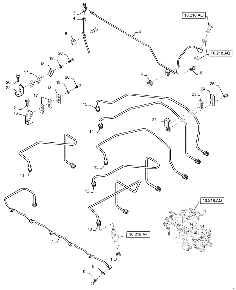 Схема запчастей Case IH RPZ145 - (10.218.AE) - FUEL INJECTOR, LINES (10) - ENGINE