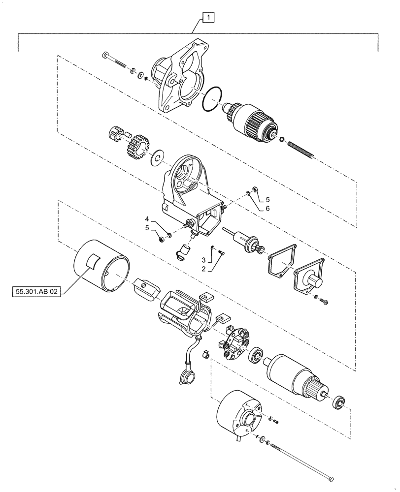 Схема запчастей Case IH RPZ125 - (55.201.AE) - STARTER ASSEMBLY (55) - ELECTRICAL SYSTEMS