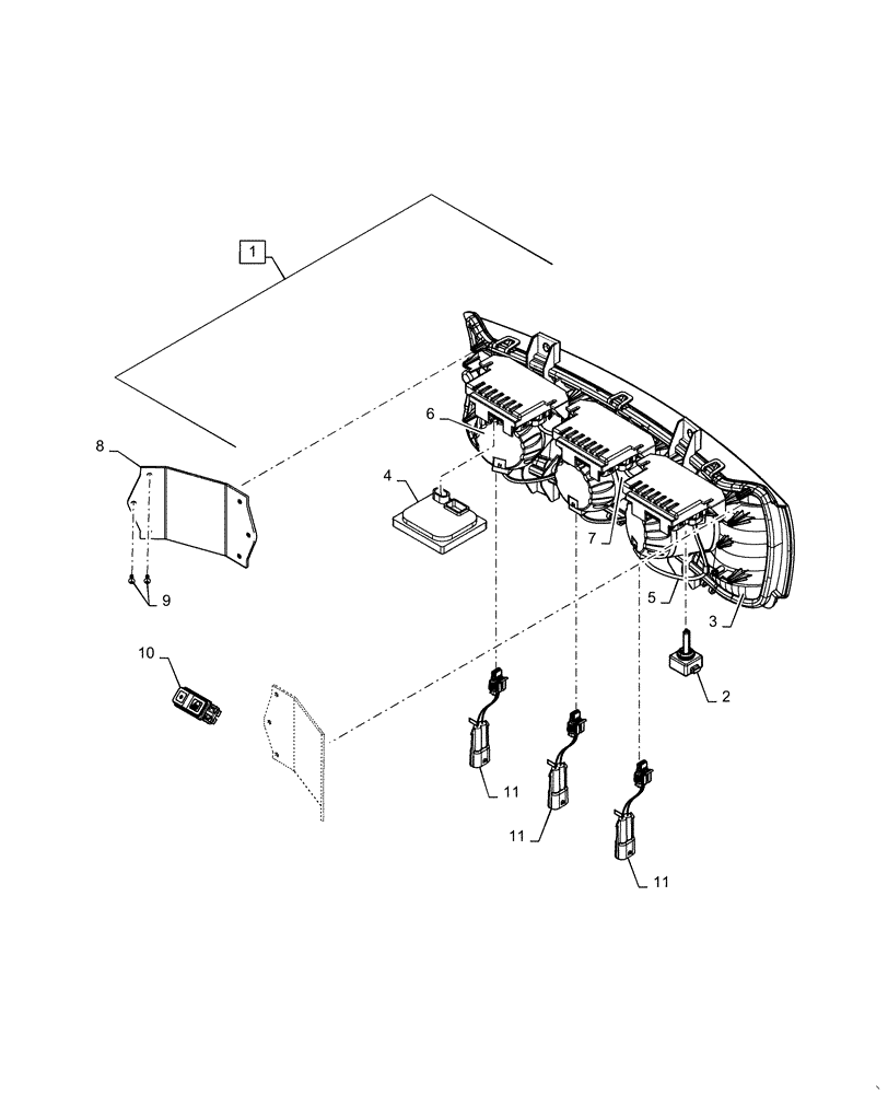 Схема запчастей Case IH MAGNUM 380 - (55.404.BS[02]) - WORK LIGHT, HOOD, CENTER - HID (55) - ELECTRICAL SYSTEMS