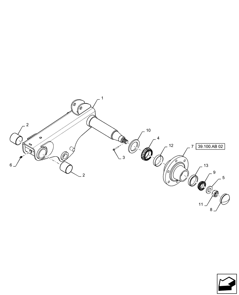 Схема запчастей Case IH DC133 - (39.100.AB[04]) - ARM, WHEEL ASSY, RH (39) - FRAMES AND BALLASTING