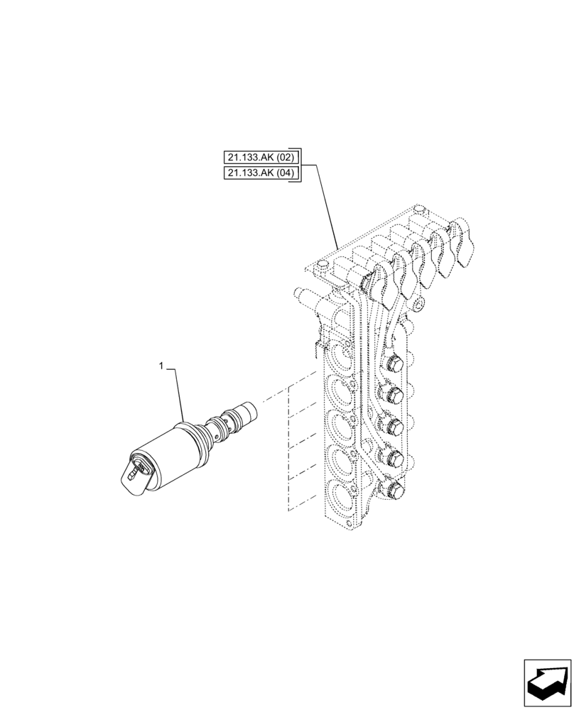 Схема запчастей Case IH PUMA 165 - (55.024.AH[02]) - VAR - 391136, 758011, 758012, 758013, 758014, 758015, 758016, 758017, 758018, 758019, 758020, 758021 - TRANSMISSION CONTROL VALVE, SOLENOID (55) - ELECTRICAL SYSTEMS