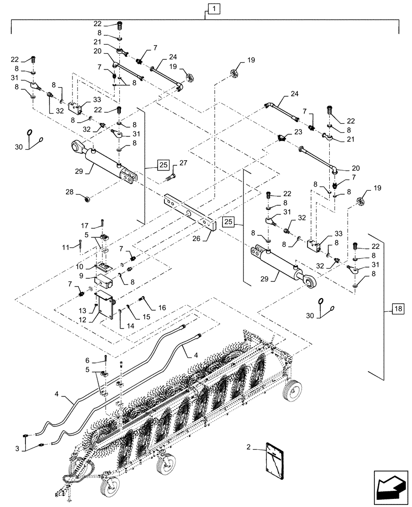 Схема запчастей Case IH WR302 - (88.100.35[02]) - DIA KIT, HYDRAULIC REAR OPEN 12 WHEEL (88) - ACCESSORIES