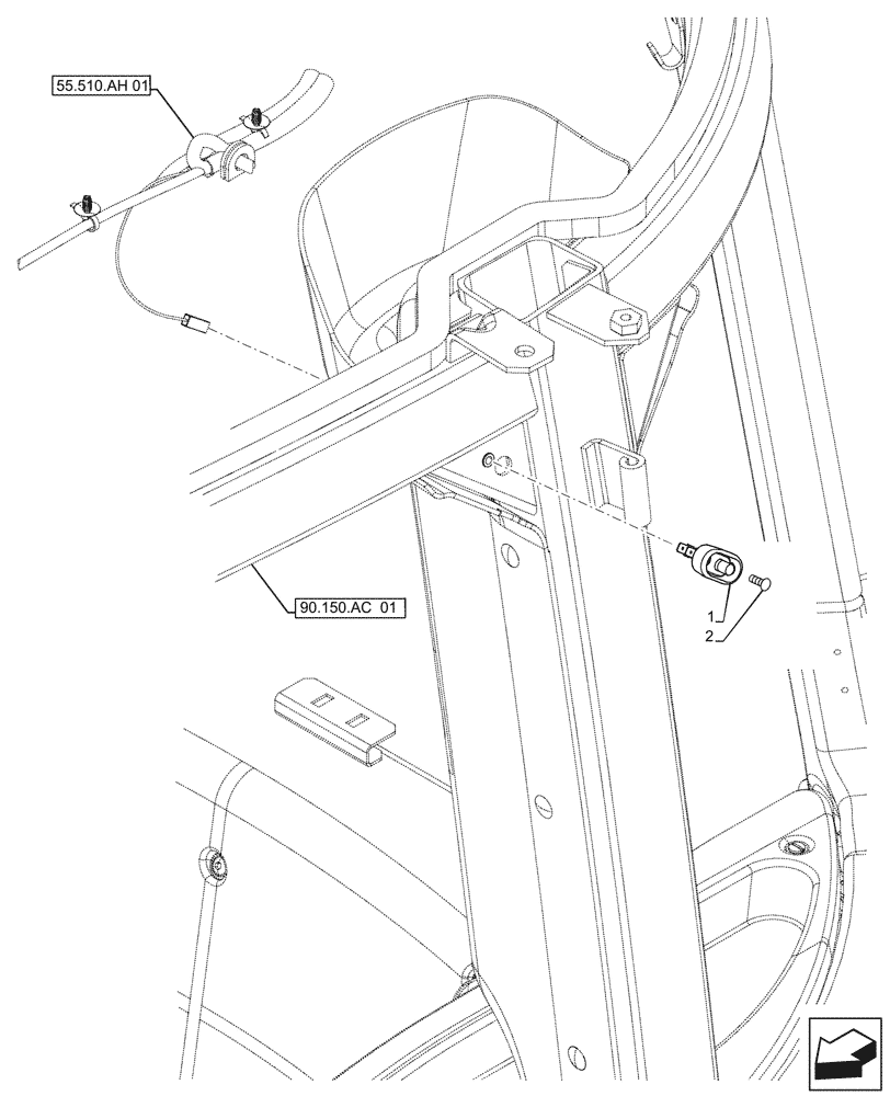 Схема запчастей Case IH FARMALL 130A - (55.514.AW) - VAR - 391610 - SWITCH, INTERIOR LIGHT, CAB (55) - ELECTRICAL SYSTEMS