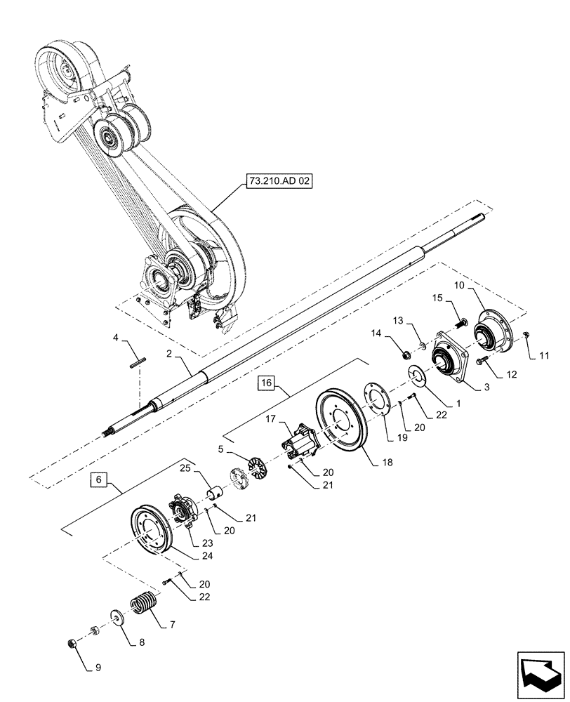 Схема запчастей Case IH 7240 - (73.210.AW[02]) - VAR - 425359, 425427 - STRAW CHOPPER, DRIVE (73) - RESIDUE HANDLING