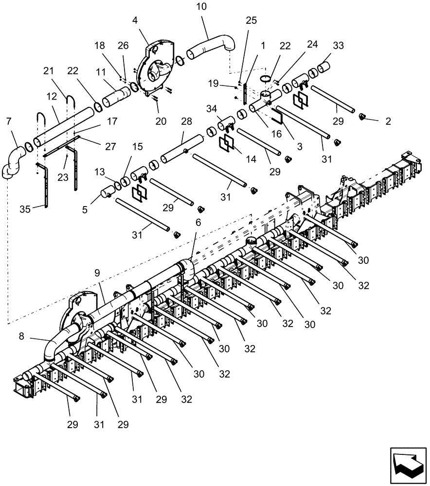 Схема запчастей Case IH 1240 - (39.110.13) - VACUUM AIR SYSTEM - 12/23 ROW (39) - FRAMES AND BALLASTING