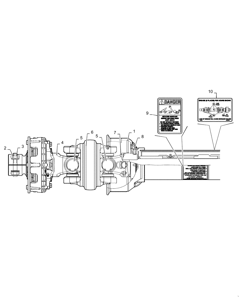 Схема запчастей Case IH DC102 - (01.08[02]) - SECONDARY PTO, REAR HALF SHAFT, WEASLER (01) - PTO DRIVE SHAFT