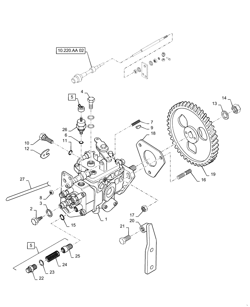 Схема запчастей Case IH RPZ85 - (10.218.AQ[02]) - FUEL INJECTION PUMP AND DRIVE (10) - ENGINE